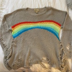 Wildfox White Label Lennon Rainbow Sweater, Gray